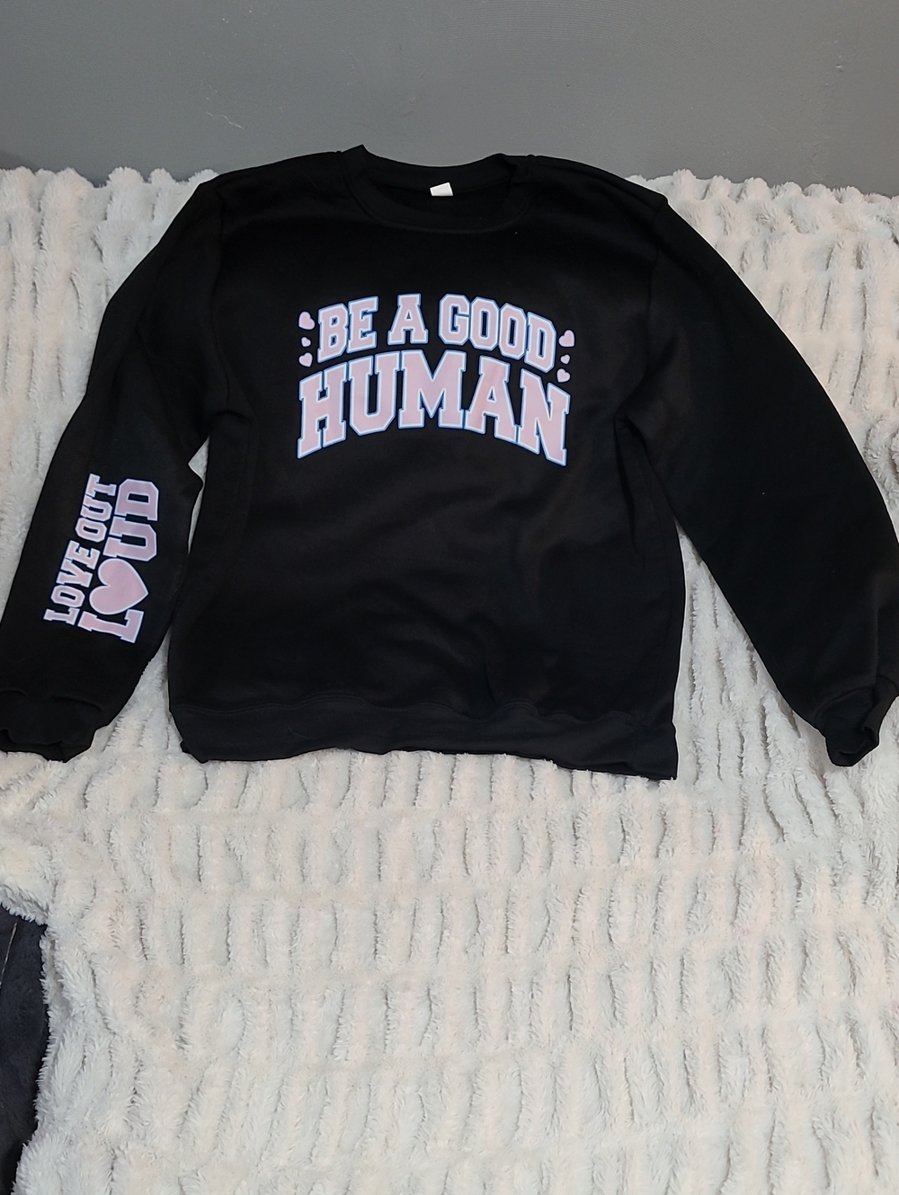 Be A Good Human Black Graphic Sweatshirt - Unbranded